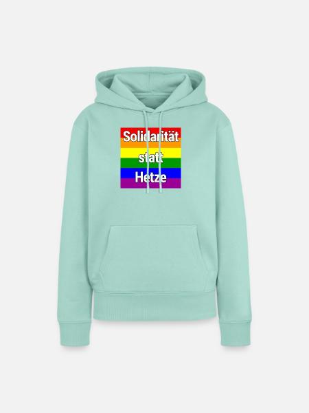 SOLIDARITÄT STATT HETZE REGENBOGEN ZUSAMMENHALT - Frauen Premium Bio Hoodie - Mint 