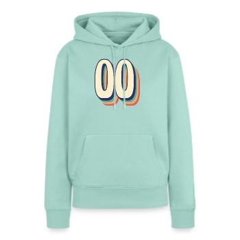 Vintage rétro T Shirt numéro 00 zéro zéro - Sweat à capuche Premium bio Femme - menthe  - Devant - Julia (174cm)