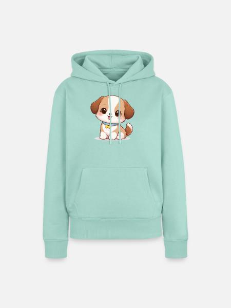 Hund Süß Comic - Frauen Premium Bio Hoodie - Mint 