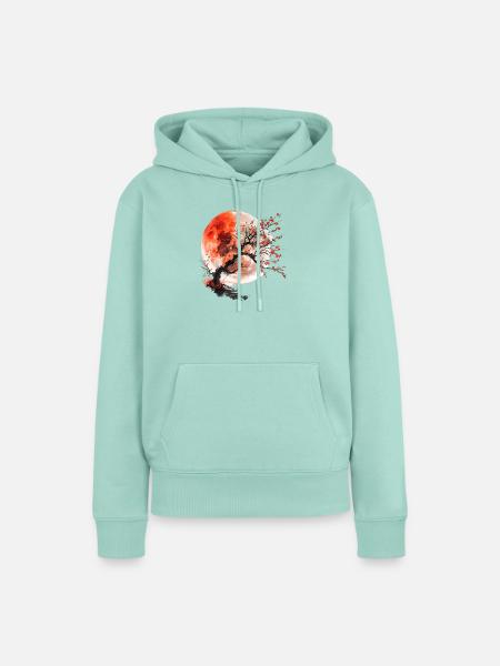 Roter Mond und Kirschbaum - Frauen Premium Bio Hoodie - Mint