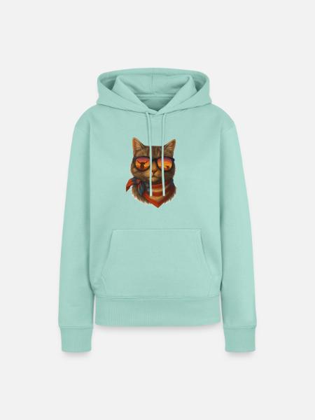 Lustige Cowboy Katze mit Sonnenbrille - Frauen Premium Bio Hoodie - Mint
