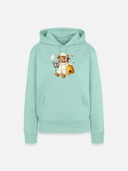 Imker Bär mit Bienenkorb Illustration - Frauen Premium Bio Hoodie - Mint