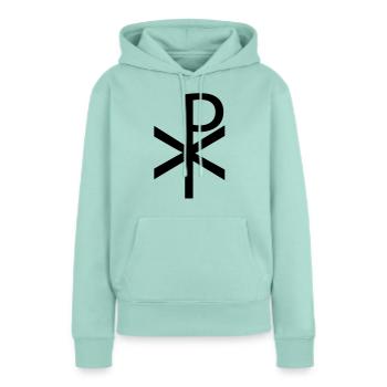 Christian monogramme - Sweat à capuche Premium bio Femme - menthe  - Devant - Julia (174cm)