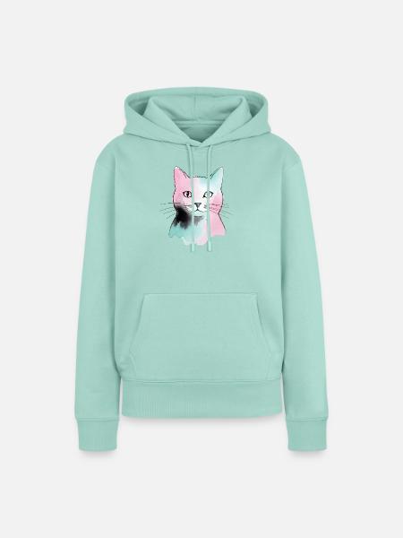Pastellkatze Wasserfarben - Frauen Premium Bio Hoodie - Mint 