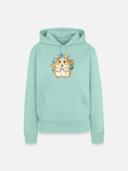 Kuscheliger Hamster mit Herbstblättern - Frauen Premium Bio Hoodie - Mint 