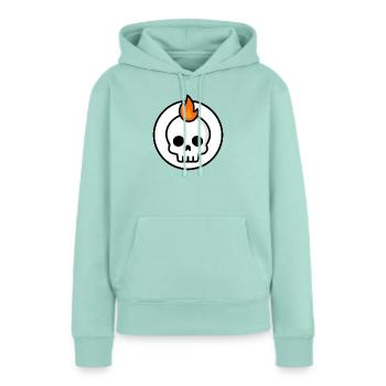 Graphique mignon de Crâne de Fatalité Feu - Sweat à capuche Premium bio Femme - menthe  - Devant - Julia (174cm)