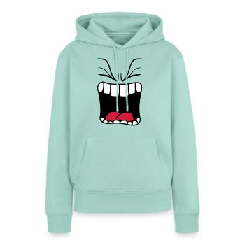 bruellen wuetend sauer mund schreien grosses maul - Frauen Premium Bio Hoodie - Mint  - Vorne - Julia (174cm)