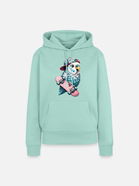Cooler Skateboard-Vogel mit Cap – Streetstyle Desi - Frauen Premium Bio Hoodie - Mint 