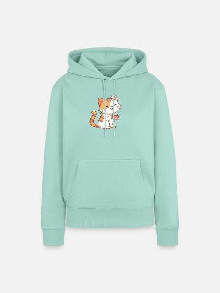 Kawaii-Katze im Café - Frauen Premium Bio Hoodie - Mint