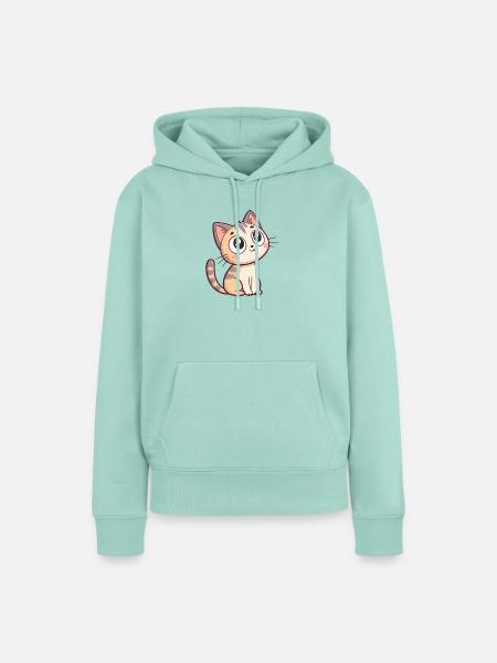 Kawaii Starry Gaze Kätzchen - Frauen Premium Bio Hoodie - Mint