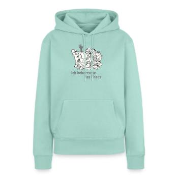 Je maîtrise le chaos - Sweat à capuche Premium bio Femme - menthe  - Devant - Julia (174cm)