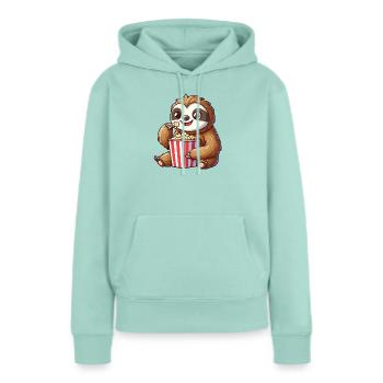 Faultier Popcorn Kino Filme Lustig Niedlich Cool - Frauen Premium Bio Hoodie - Mint  - Vorne - Julia (174cm)
