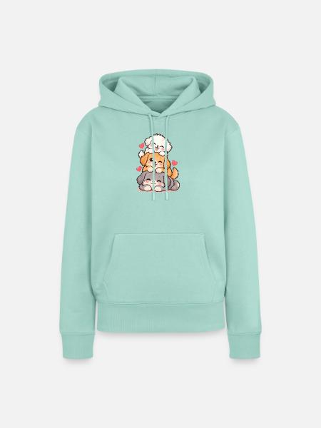 Stapelwelpen mit Herzchen - Frauen Premium Bio Hoodie - Mint