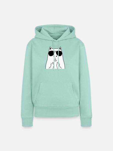 Katzengesicht mit Sonnenbrille - Frauen Premium Bio Hoodie - Mint