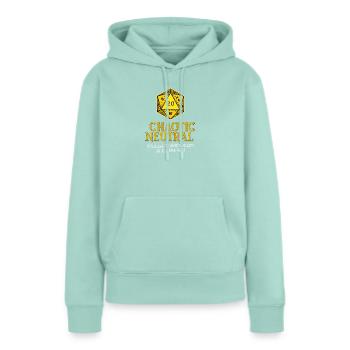 Dés neutres chaotiques - Sweat à capuche Premium bio Femme - menthe  - Devant - Julia (174cm)