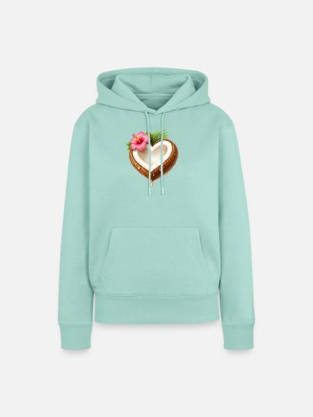 Kokosnuss in Herzform Illustration - Frauen Premium Bio Hoodie - Mint