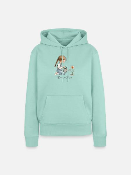 Mädchen mit Gießkanne – Bloom With Love Garten - Frauen Premium Bio Hoodie - Mint