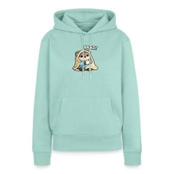 Kuschelbär Lesezeit Unter Decke - Frauen Premium Bio Hoodie - Mint  - Vorne - Julia (174cm)