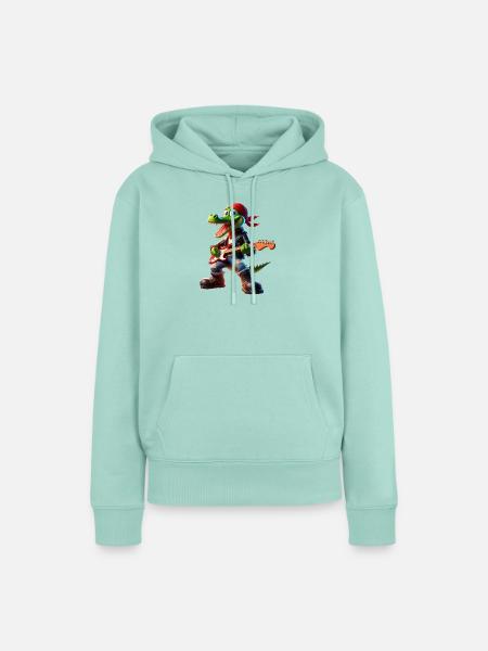 Kroko-Rocker mit Gitarre - Frauen Premium Bio Hoodie - Mint 