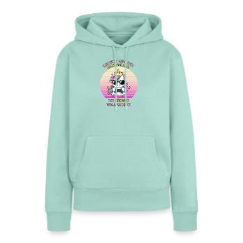 Il me tend la manette que la reine veut jouer - Sweat à capuche Premium bio Femme - menthe  - Devant - Julia (174cm)