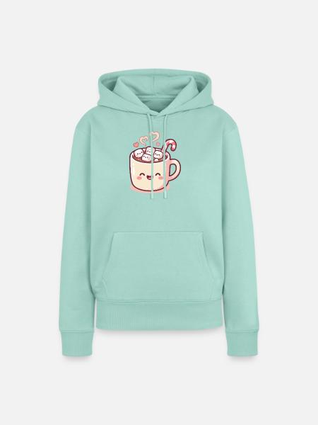 Kuschelmug mit Marshmallows & Zuckerstange - Frauen Premium Bio Hoodie - Mint