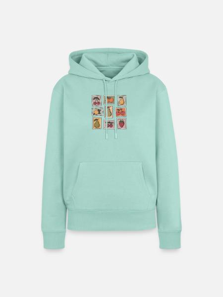 Pastellfruchtstempel-Muster - Frauen Premium Bio Hoodie - Mint