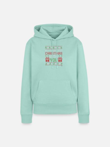 Weihnachtskreuzstich Abbildung mit Inschrift - Frauen Premium Bio Hoodie - Mint