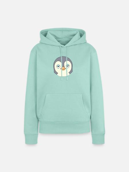 Schläfriges Pinguin-Cartoon-Gesicht - Frauen Premium Bio Hoodie - Mint