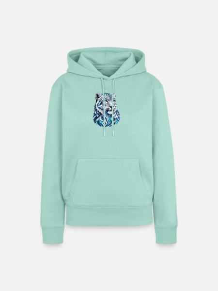 Geometrischer Eis Tiger Kopf - Frauen Premium Bio Hoodie - Mint