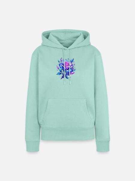 Kronenrose Kristallblau - Frauen Premium Bio Hoodie - Mint
