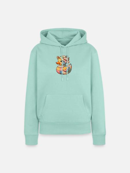 Patchwork Ente mit Blumenhut - Frauen Premium Bio Hoodie - Mint