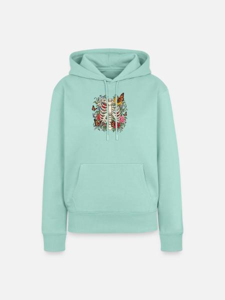Brustkorb-Blütenskelett - Frauen Premium Bio Hoodie - Mint