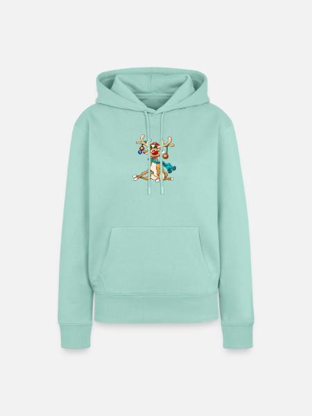 Rudolph Rentier mit Schal Weihnachtsdesign - Frauen Premium Bio Hoodie - Mint