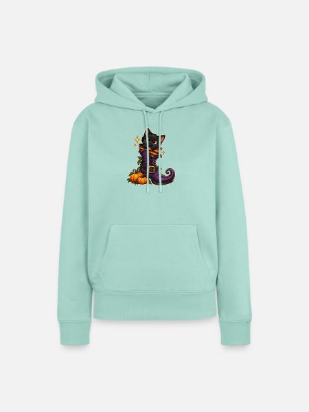 Katze im Hexenstiefel - Frauen Premium Bio Hoodie - Mint