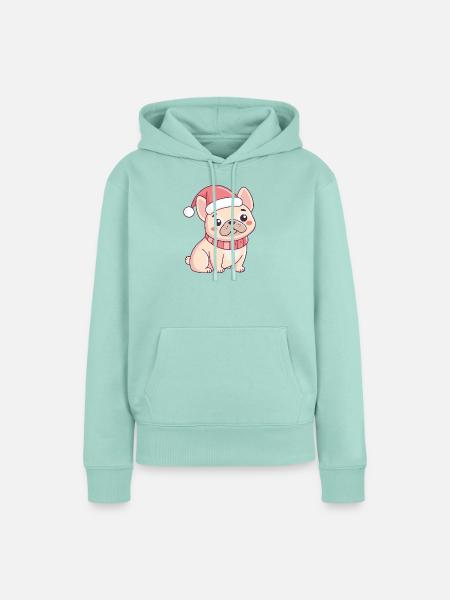 Französischer Weihnachtsbulldogge - Frauen Premium Bio Hoodie - Mint