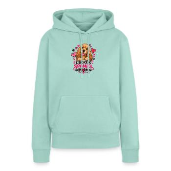 Cocker Spaniel Mamaherzen - Frauen Premium Bio Hoodie - Mint  - Vorne - Julia (174cm)