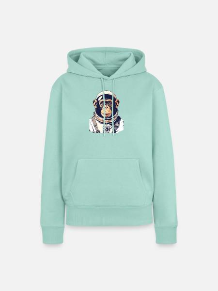 Astronautenaffe Astronaut Affe Weltall Motiv - Frauen Premium Bio Hoodie - Mint 