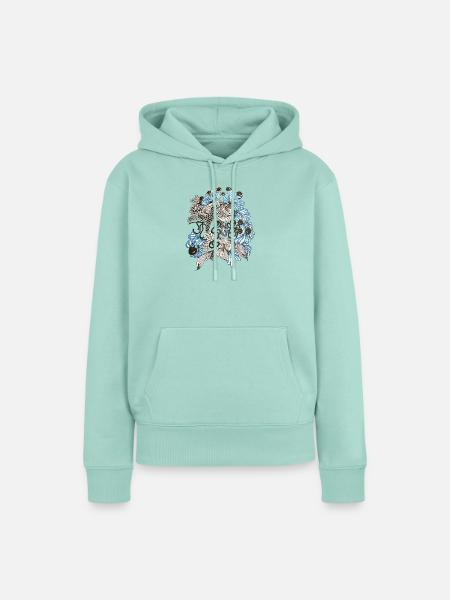 Blau-weiße Florale Spirale - Frauen Premium Bio Hoodie - Mint