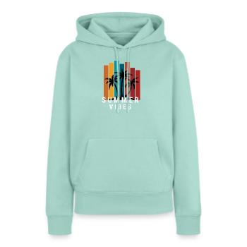 Ambiance estivale - Sweat à capuche Premium bio Femme - menthe  - Devant - Julia (174cm)