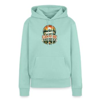 Instrument : Harmonica, Musique de feu de camp, Harmonica - Sweat à capuche Premium bio Femme - menthe  - Devant - Julia (174cm)