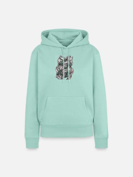 Schwarz-Weiß Blattmuster - Frauen Premium Bio Hoodie - Mint 