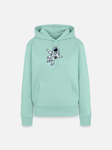 Schwebender Comic Astronaut mit Raketenantrieb - Frauen Premium Bio Hoodie - Mint