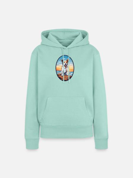 Hund am Strand - Frauen Premium Bio Hoodie - Mint