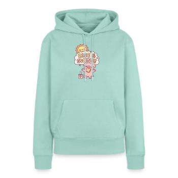 Süßes Schwein mit Toast Raise und Swine Morgenwortspiel - Frauen Premium Bio Hoodie - Mint  - Vorne - Julia (174cm)