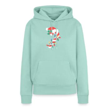 Lumières de Noël en canne à sucre - Sweat à capuche Premium bio Femme - menthe  - Devant - Julia (174cm)
