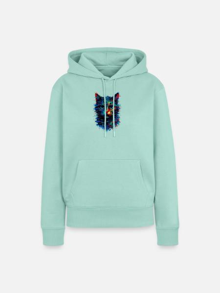 Katzen-Glitch-Kunst chromatische Aberration - Frauen Premium Bio Hoodie - Mint 
