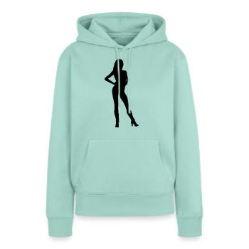 Silhouette silhouette silhouette - Sweat à capuche Premium bio Femme - menthe  - Devant - Julia (174cm)