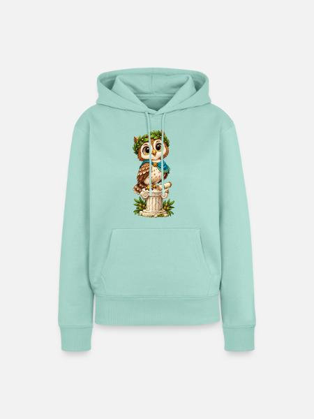 Weise Eule im Lorbeerkranz - Frauen Premium Bio Hoodie - Mint