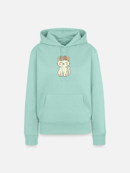 Blumenkranz Katze Charm - Frauen Premium Bio Hoodie - Mint