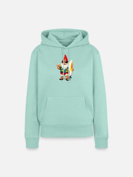 Cooler Gartenzwerg mit Surfbrett - Frauen Premium Bio Hoodie - Mint